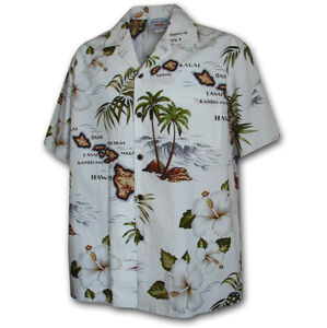 Pacific Legend Havajská košile s motivem ostrovu a ibišku Velikost: L