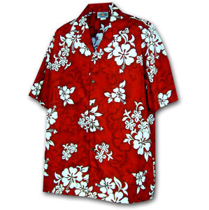 Pacific Legend Červená havajská košile s motivem květů 2XL