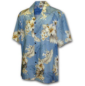 Pacific Legend Světle modrá havajská košile s motivem ibišku Velikost: L