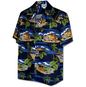 Pacific Legend Modrá havajská košile s motivem retro automobilů Velikost: L